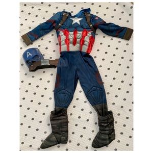Captain America Muscle Halloween Costume with Mask and Belt